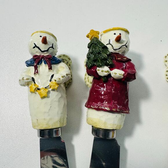 NEW Set of 4 Snowman- Angel Holiday Christmas Spreaders  Dip Cheese - Picture 3 of 8